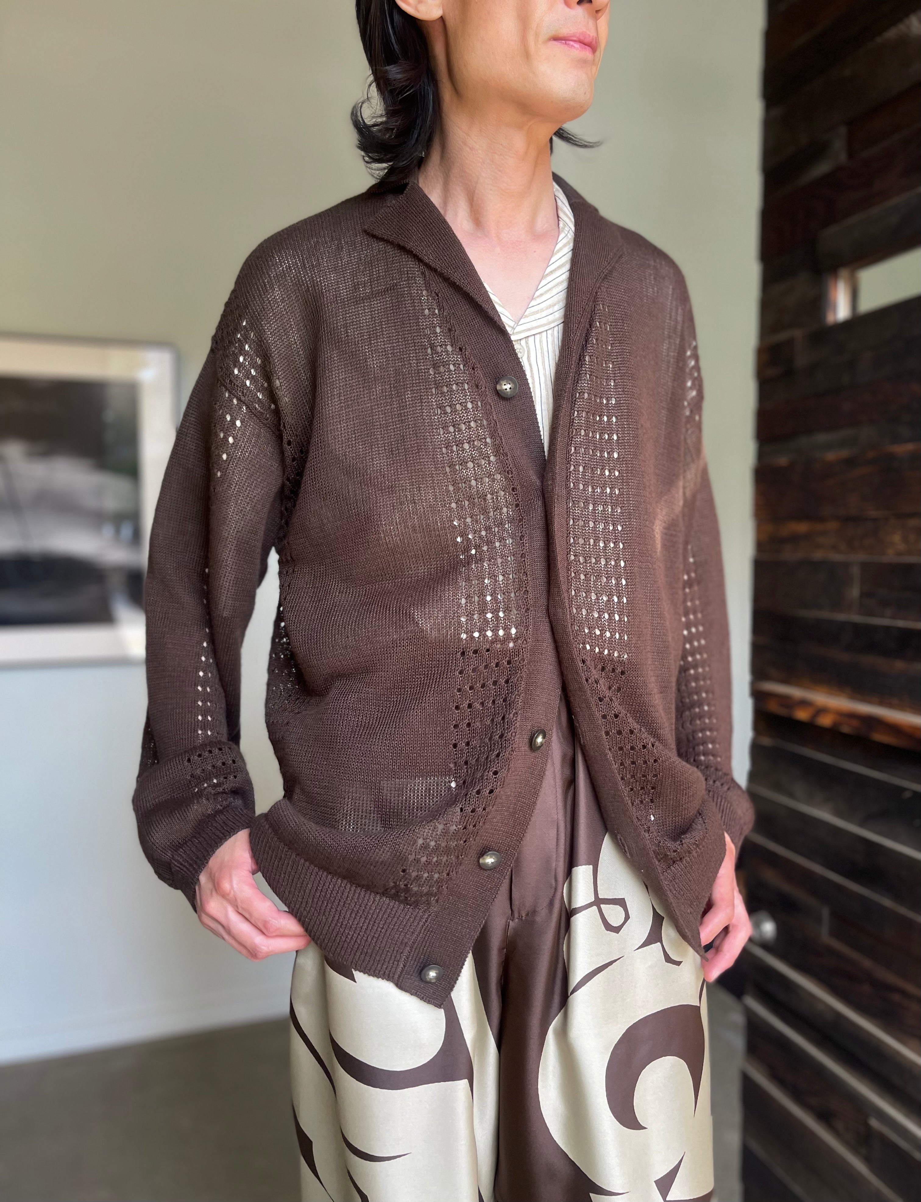SEEALL  SAU63 KJ685 MESH KNIT CARDIGAN(RAMIE)