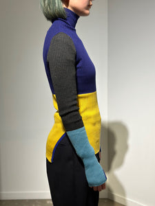 någonstans bi-color high-neck long-sleeves