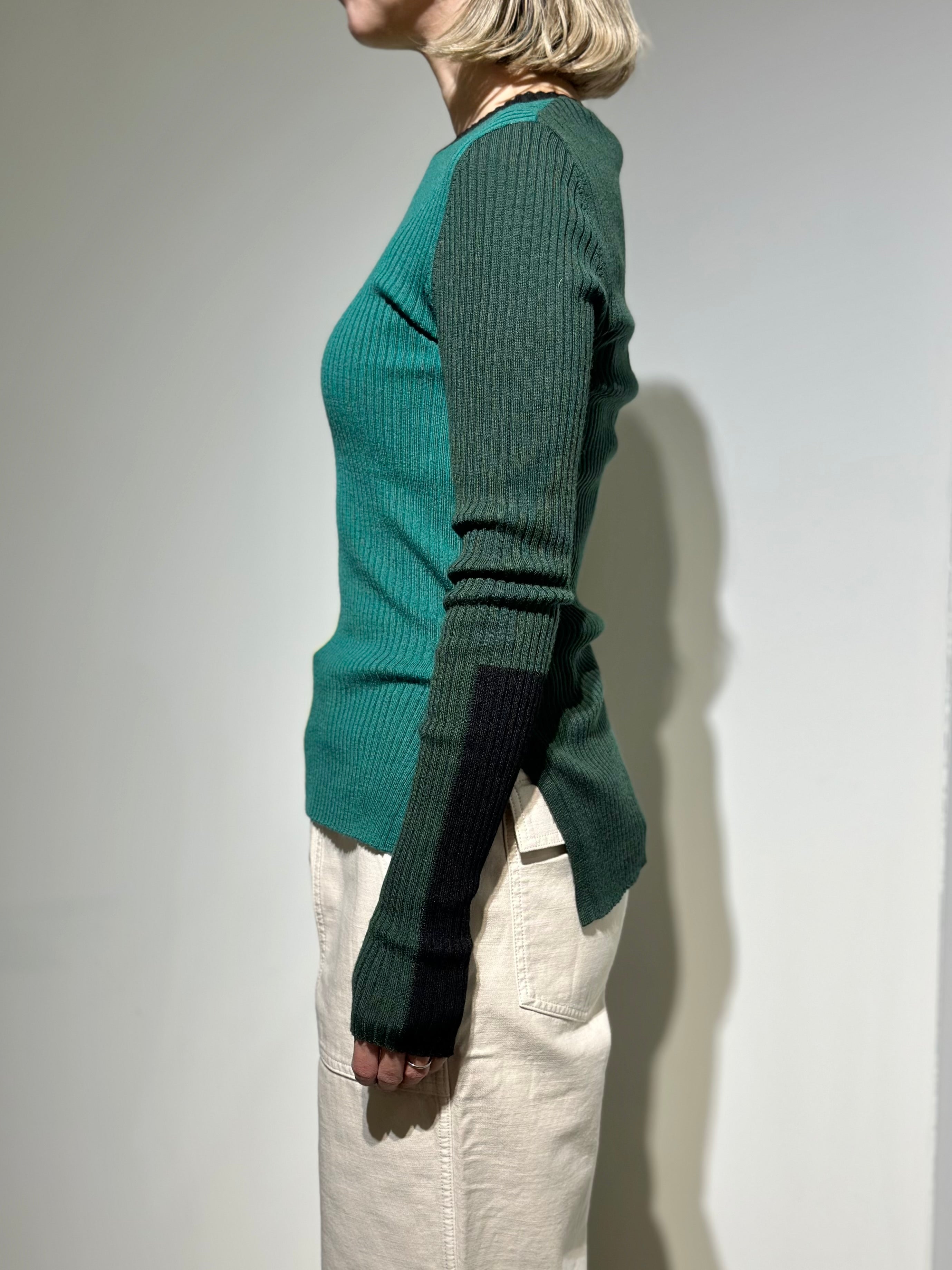 någonstans color－block crew－neck pullover