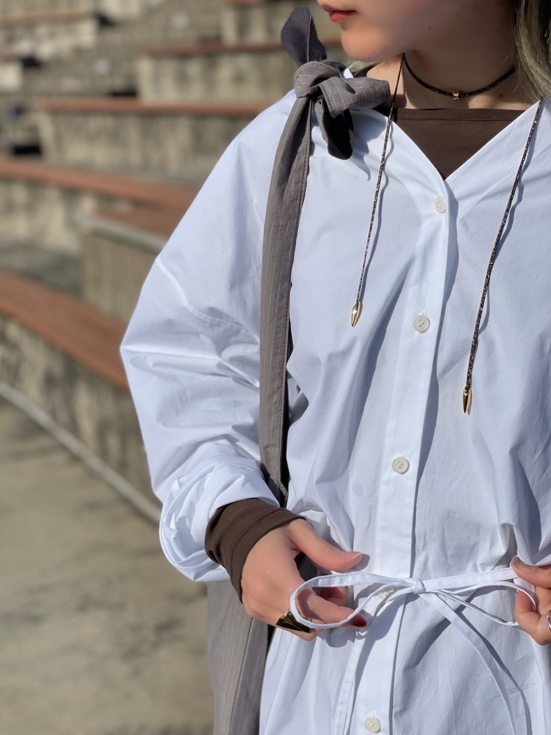 AMOMENTO COTTON SHIRTS DRESS