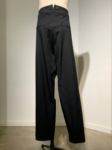 yohji yamamoto  HP-P73-100 WOOL GABARDINE SUSPENDER SLIM PANTS