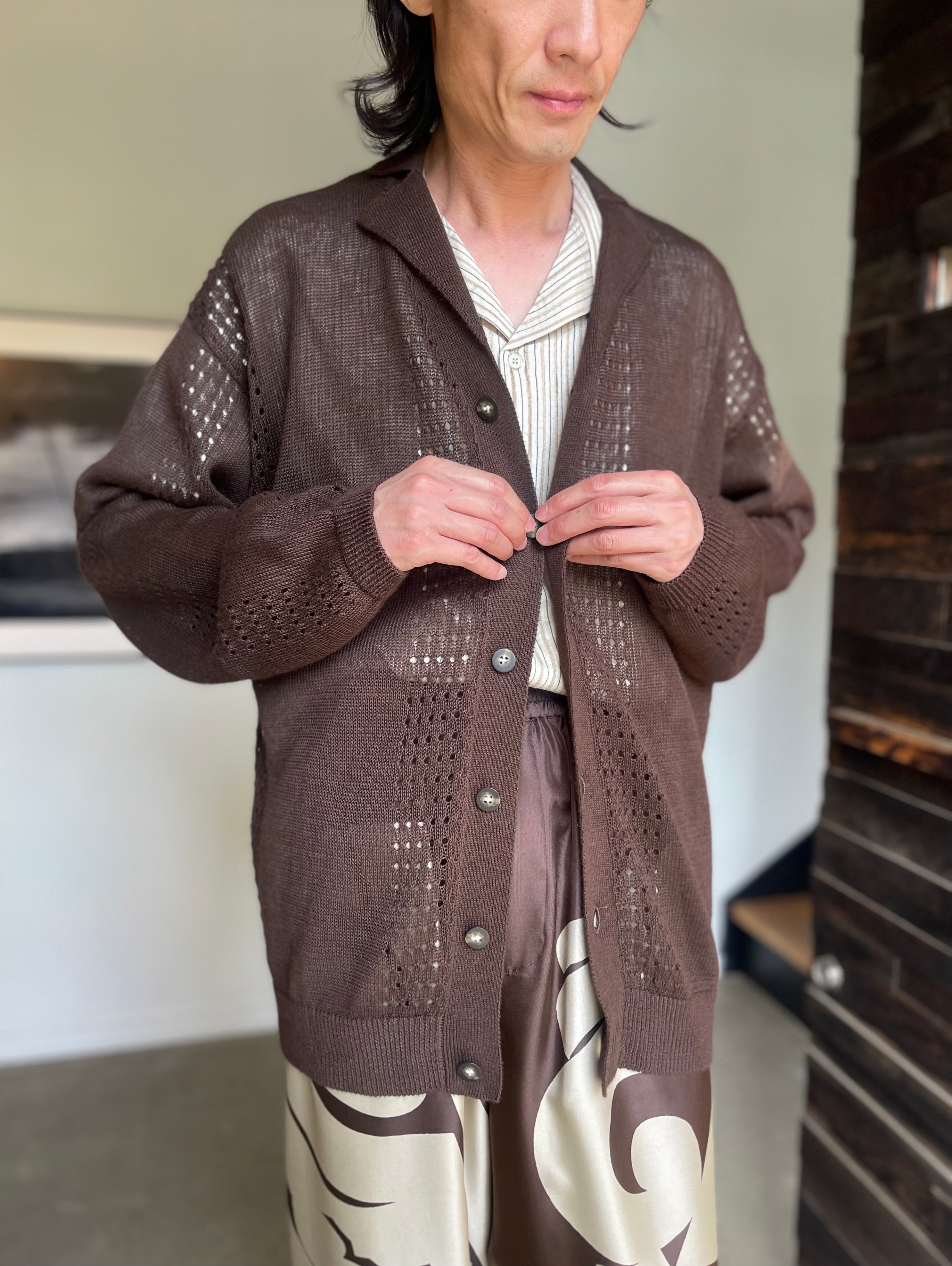 SEEALL  SAU63 KJ685 MESH KNIT CARDIGAN(RAMIE)
