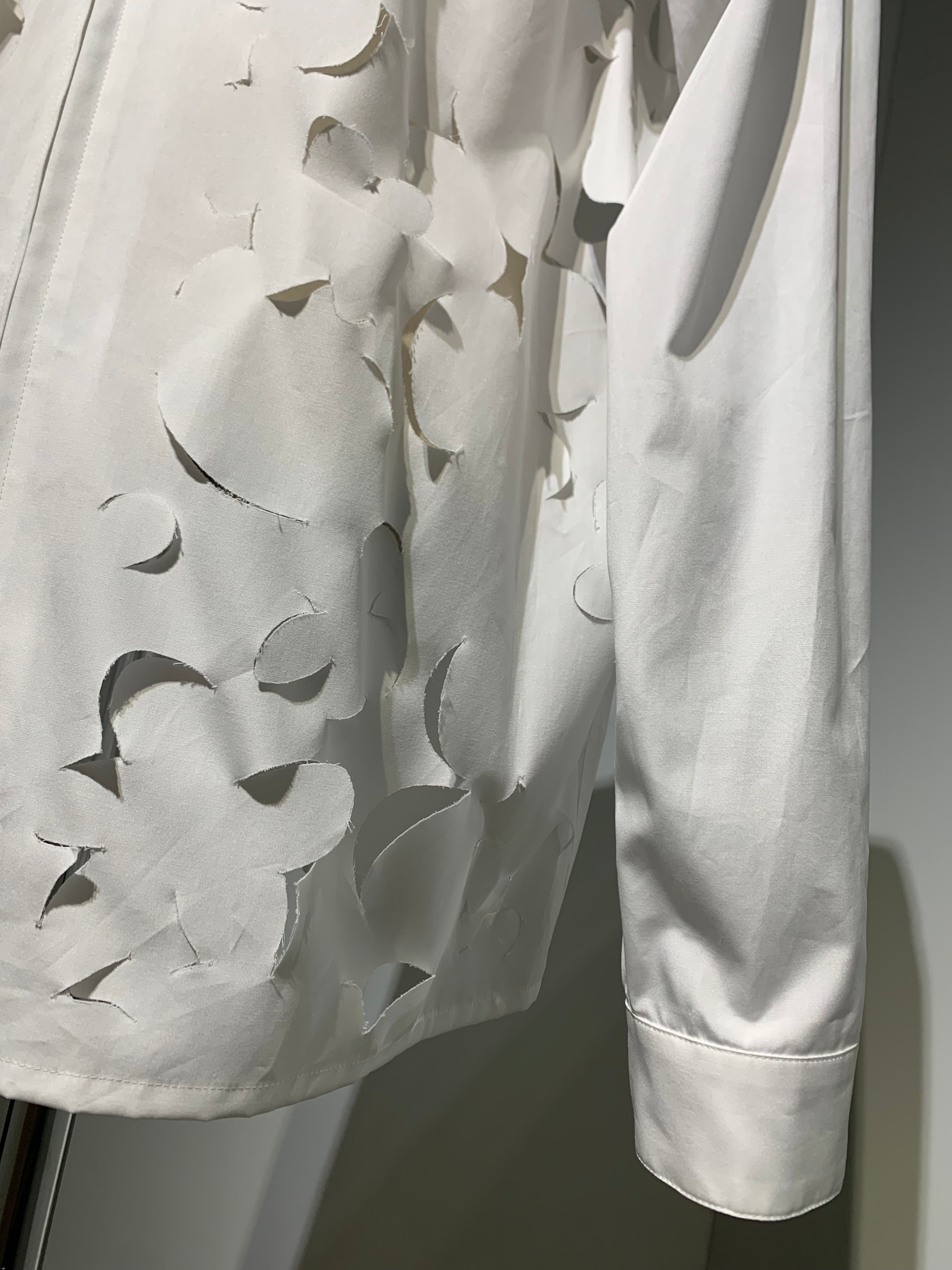 MARNI  CUMU0341S0 EMBROIDERED POPLIN CUT-OUT ZIP SHIRT