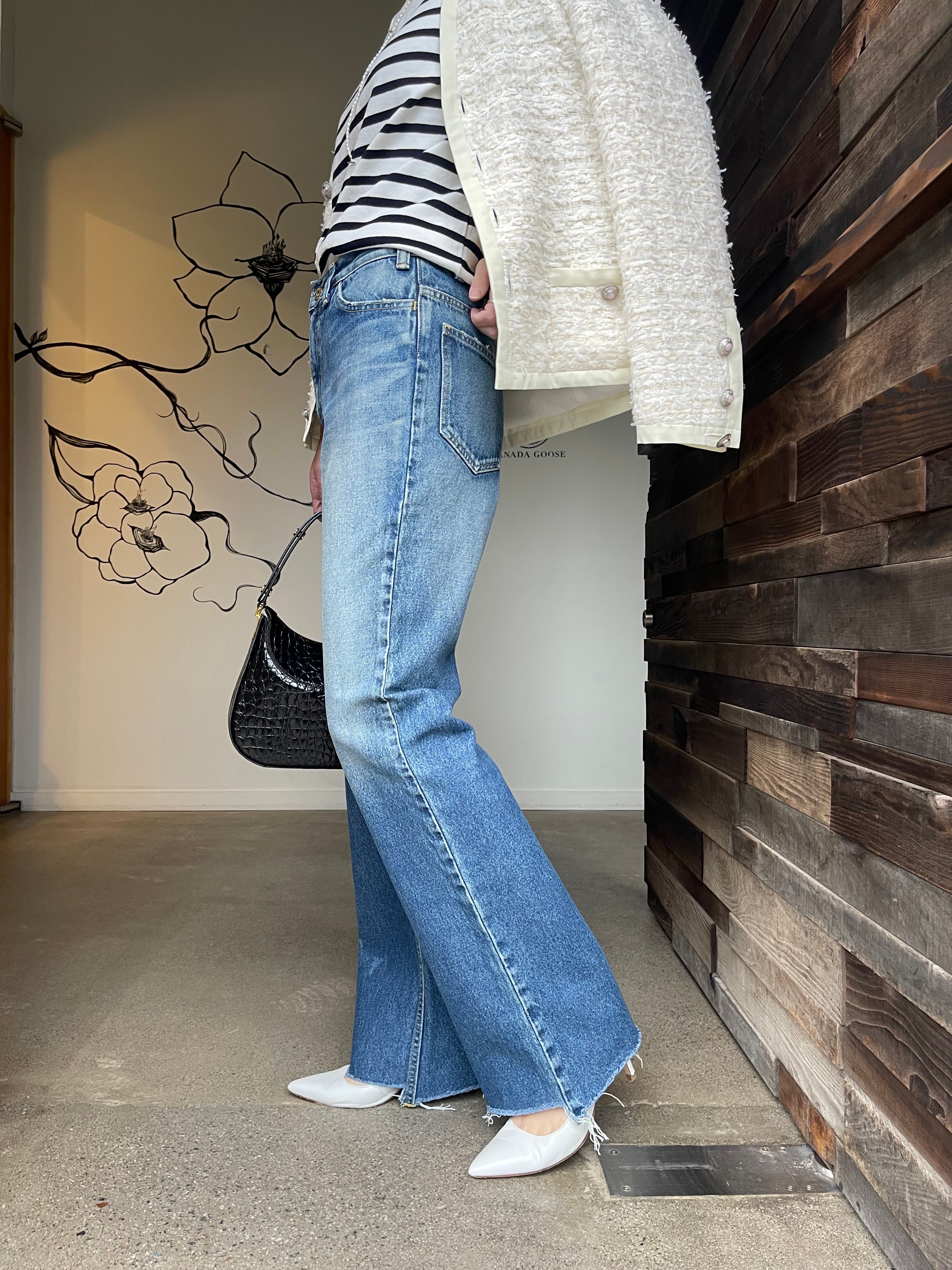 MADISONBLUE  HEM CUT FLARE PT DENIM