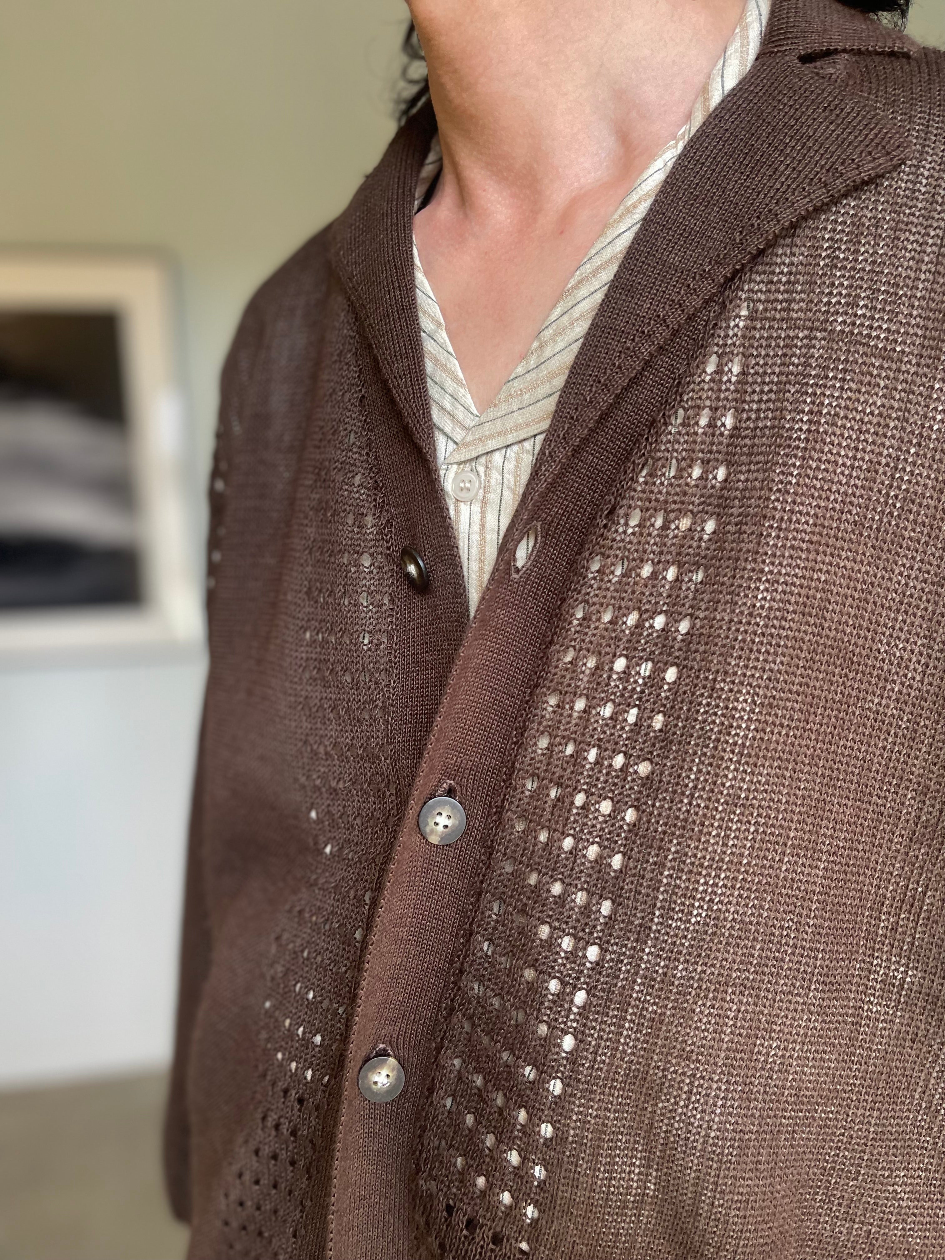 SEEALL  SAU63 KJ685 MESH KNIT CARDIGAN(RAMIE)