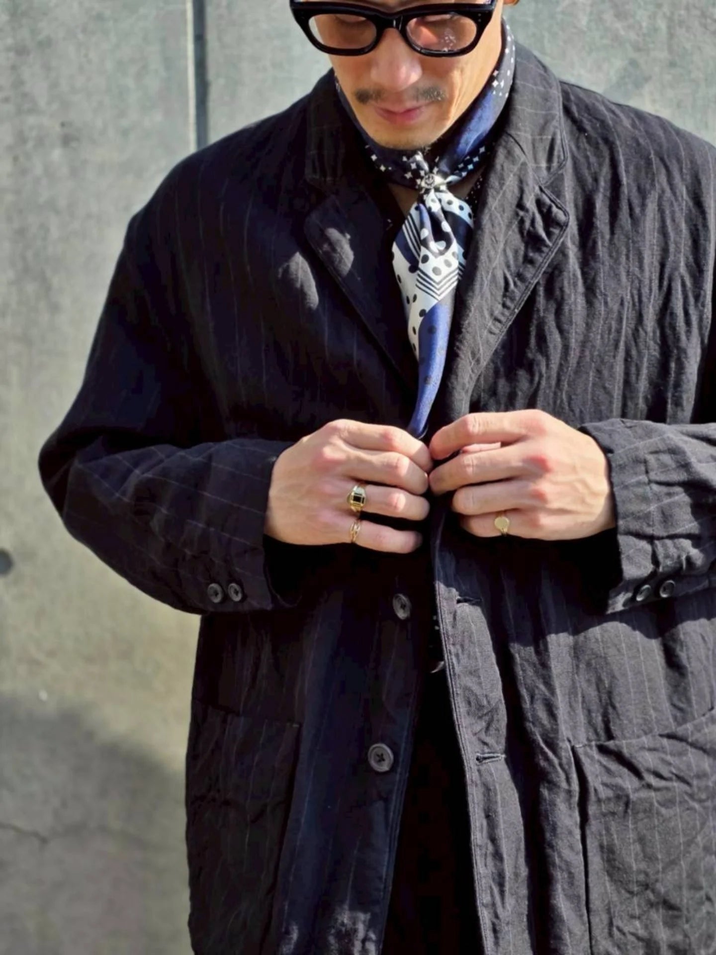Porter Classic PIN STRIPE LINEN COTTON CLASSIC JACKET