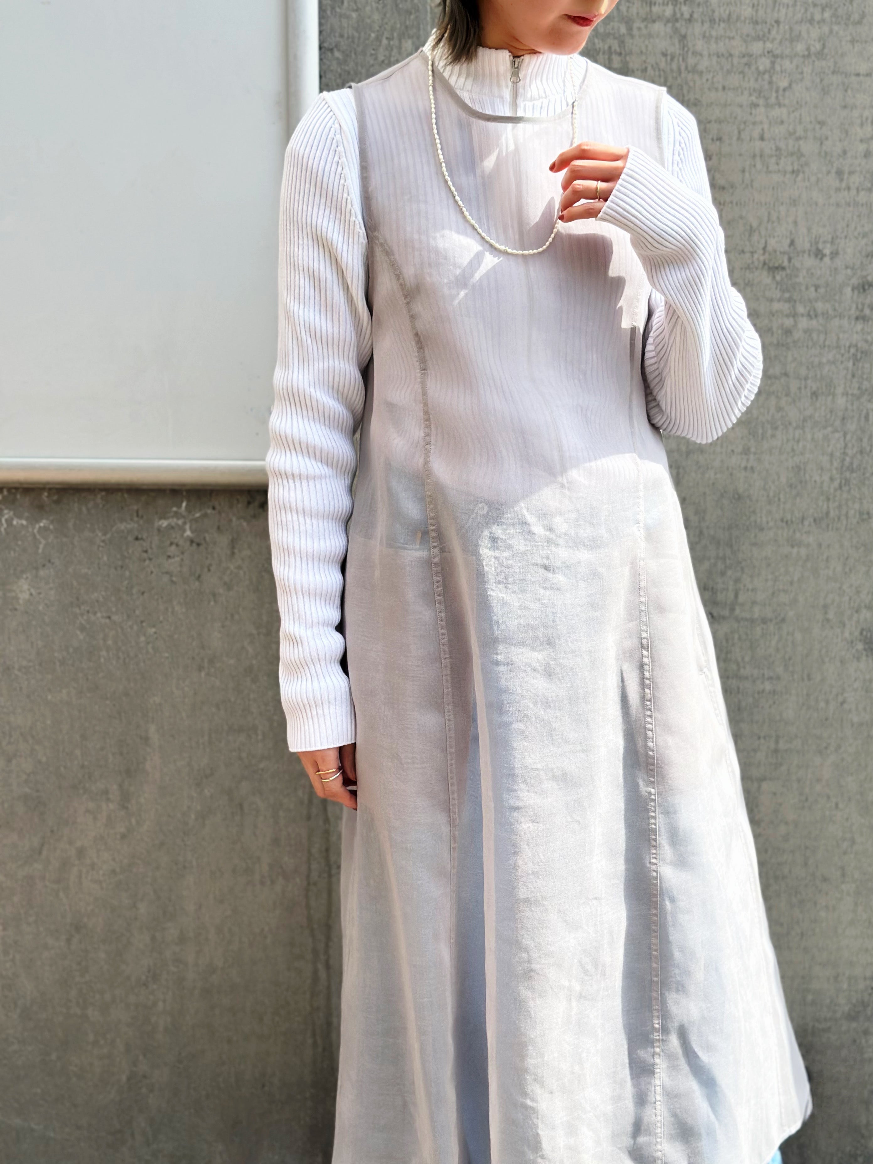 AMOMENTO SHEER LONG DRESS