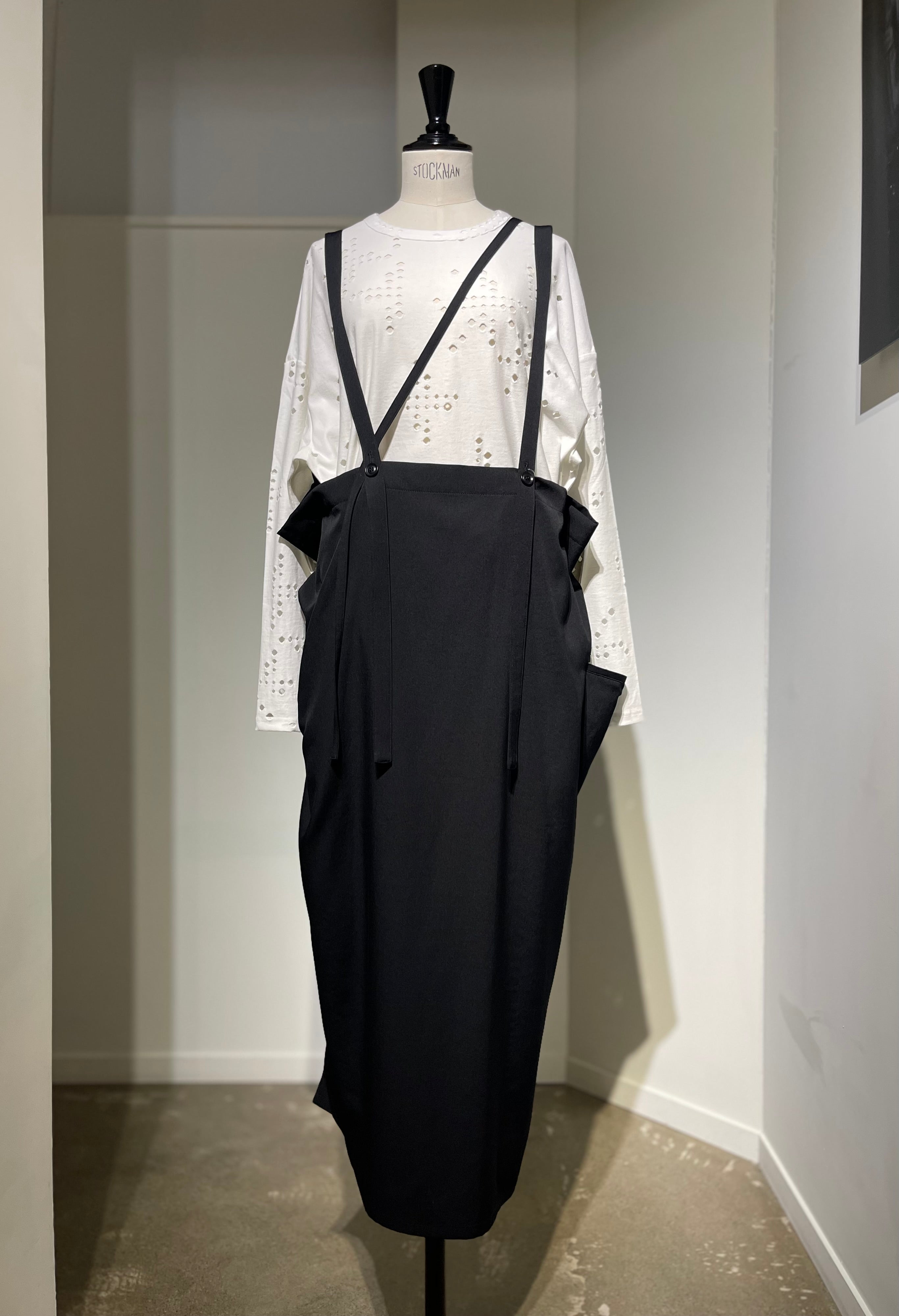 Y's  WOOL GABARDINE SHOULDER STRAP DRESS