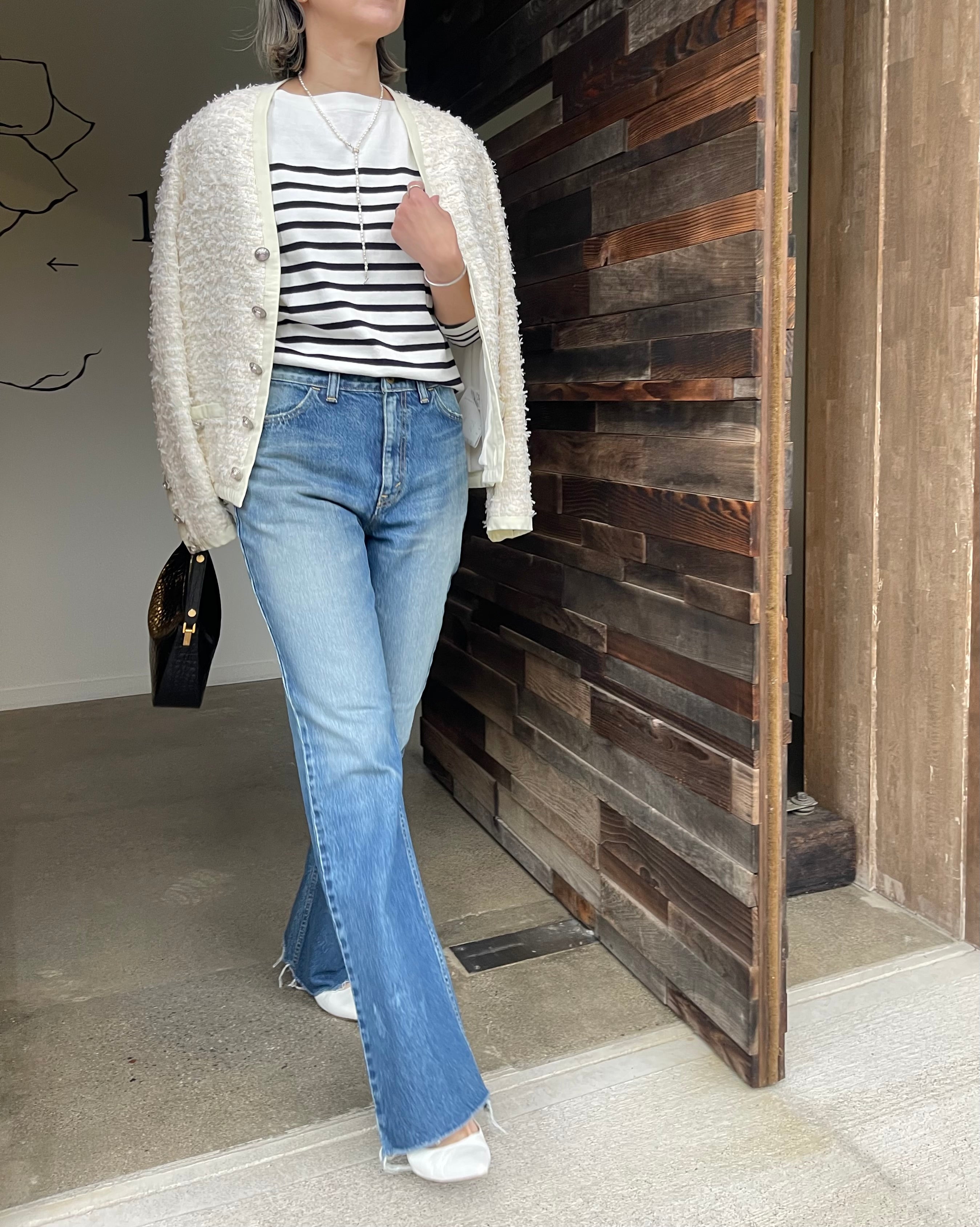 MADISONBLUE  HEM CUT FLARE PT DENIM