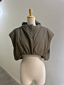 AMOMENTO SHEER NYLON PADDED CROP JUMPER