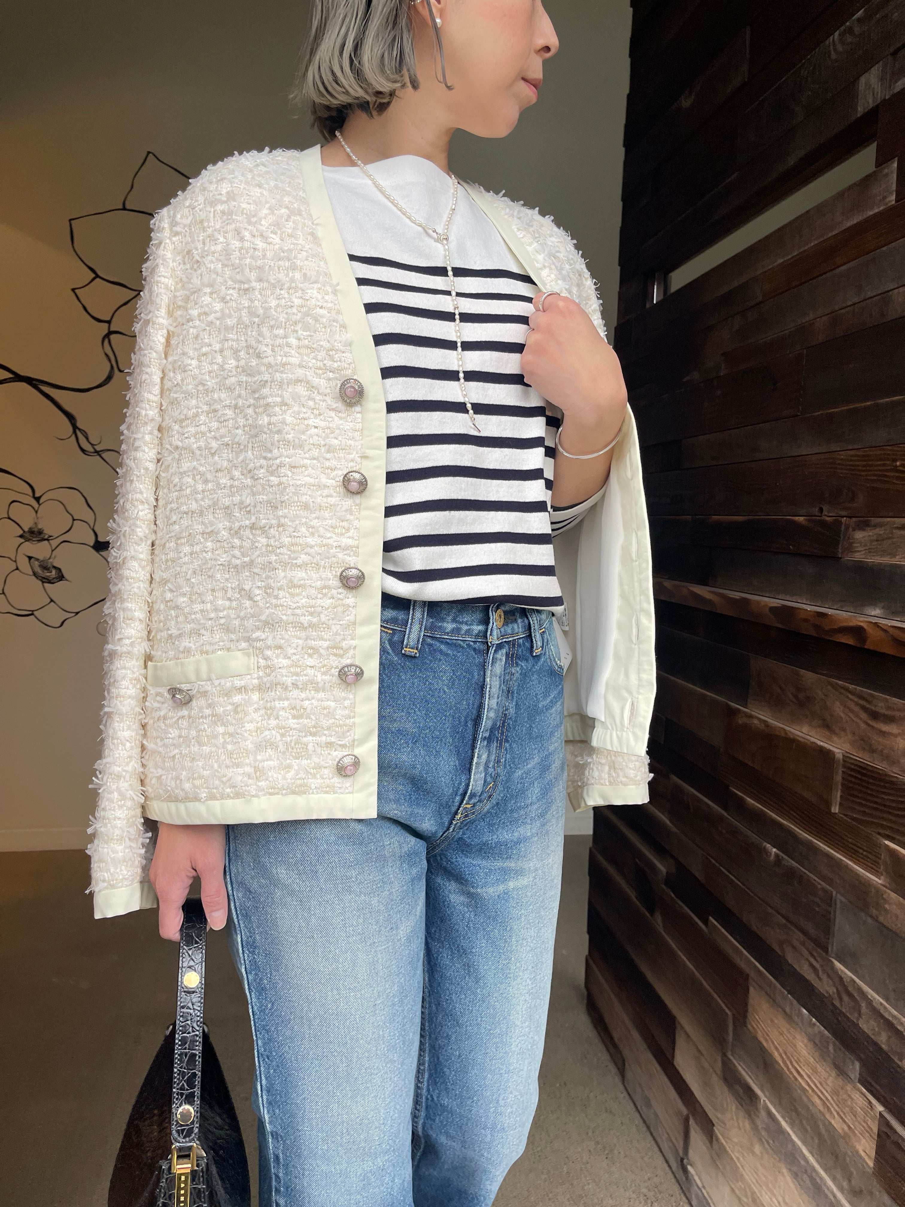MADISONBLUE  COLLARLESS JK TWEED
