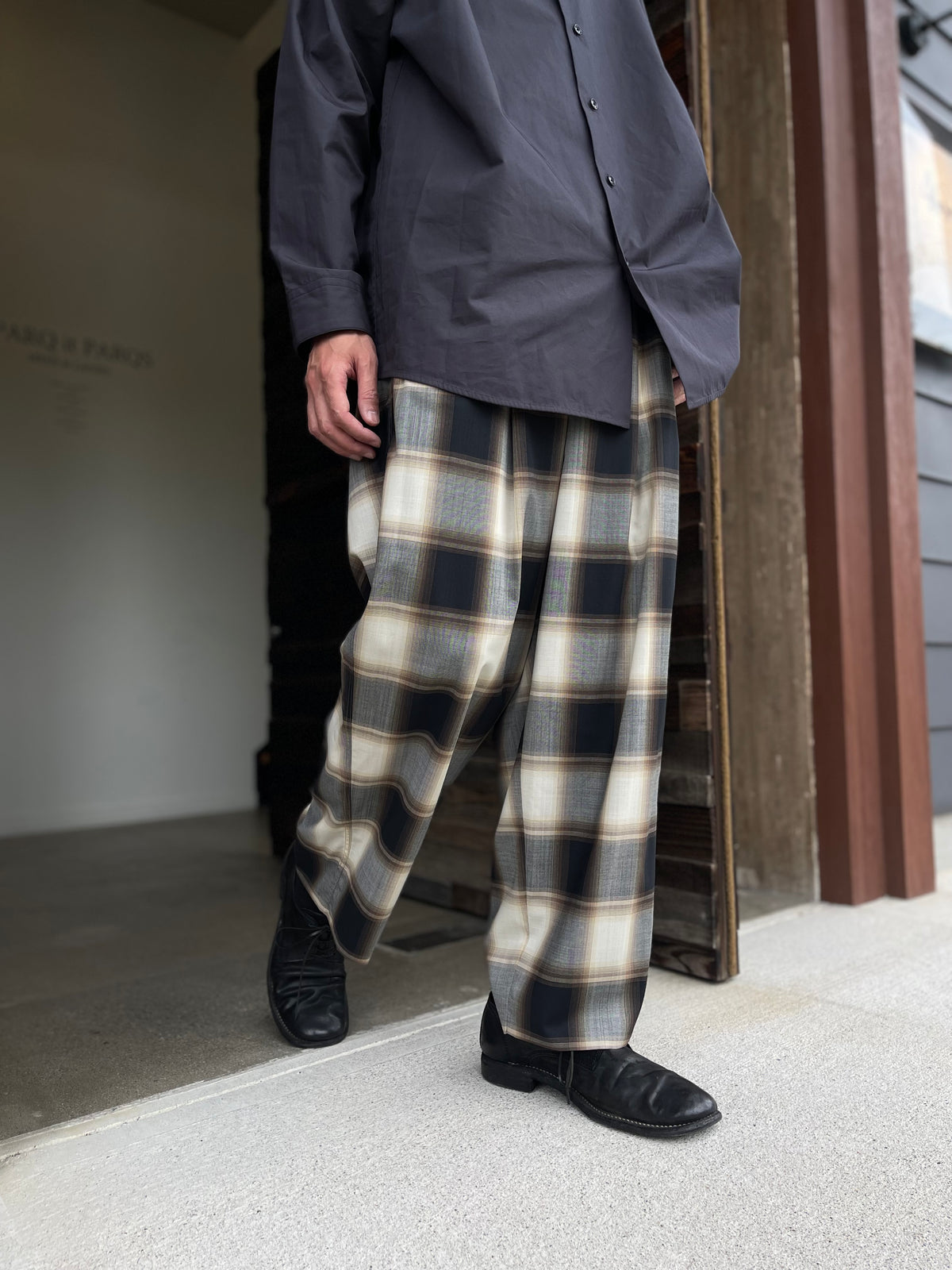nonnotte 026 Draping Two-Tuck Draw Cord wide Trousers