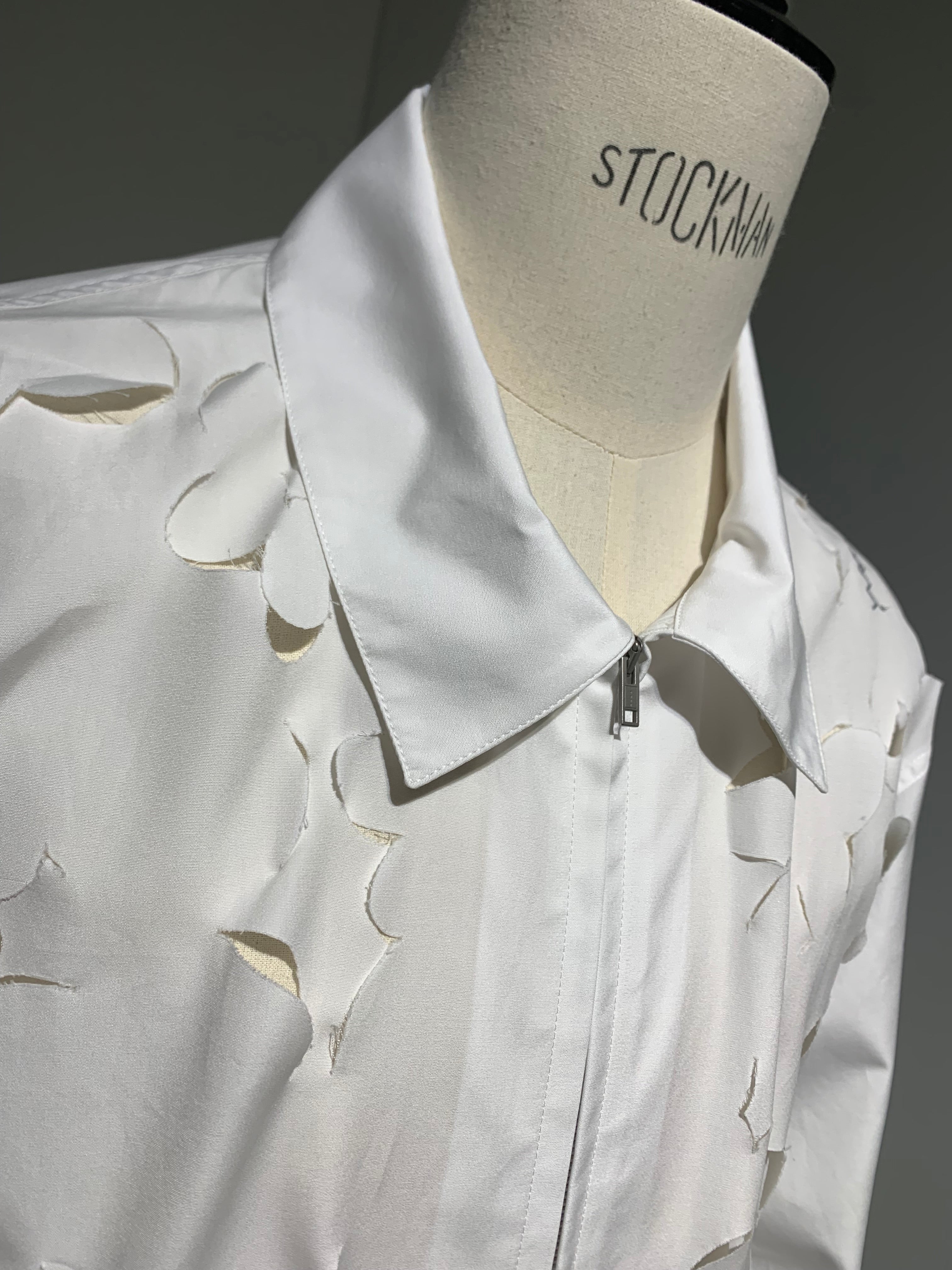 MARNI  CUMU0341S0 EMBROIDERED POPLIN CUT-OUT ZIP SHIRT