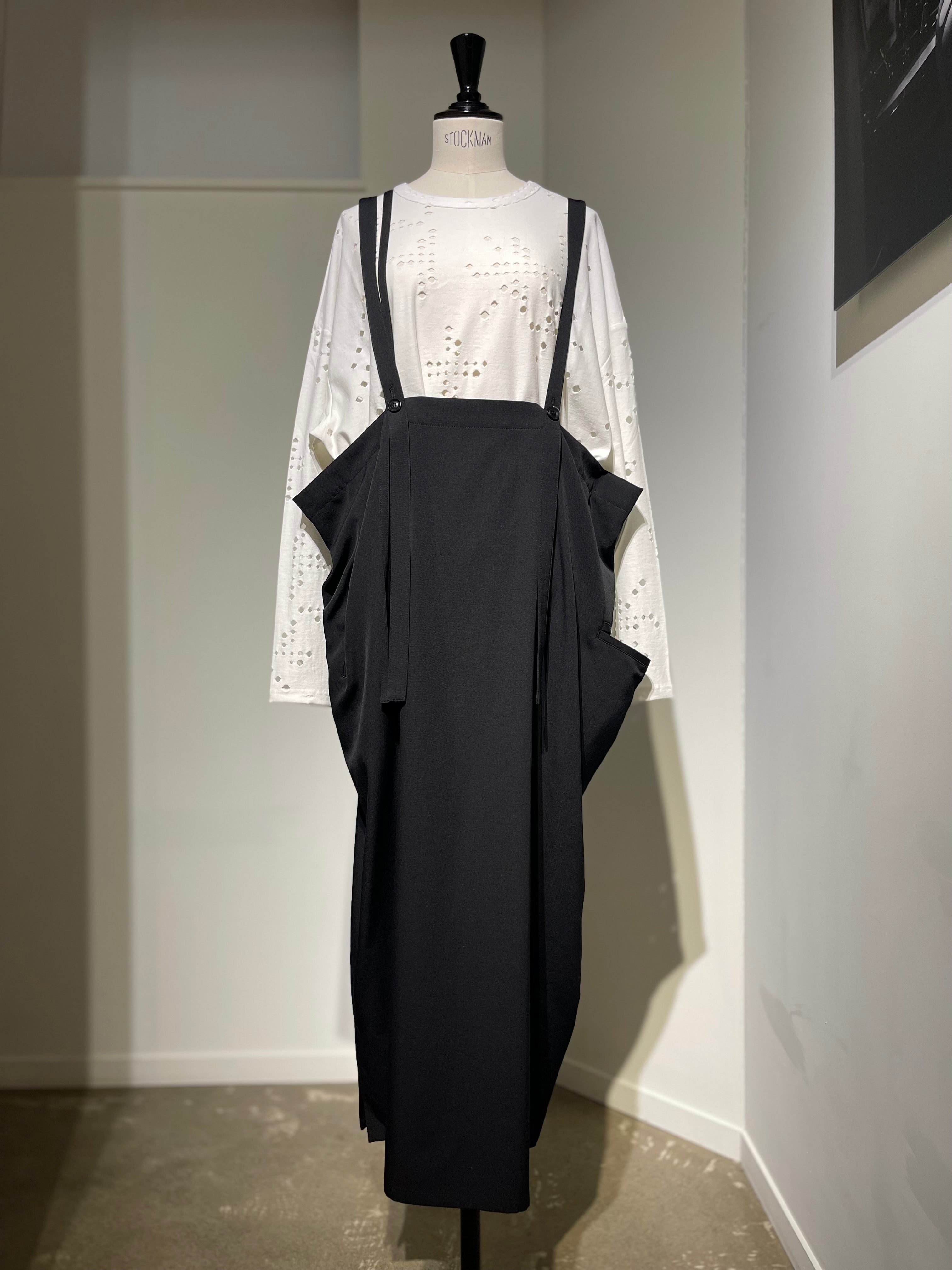 Y's  WOOL GABARDINE SHOULDER STRAP DRESS