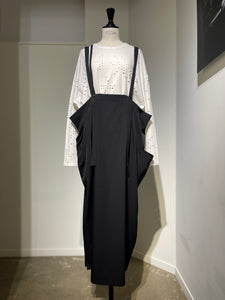 Y's  WOOL GABARDINE SHOULDER STRAP DRESS