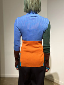 någonstans bi-color high-neck long-sleeves
