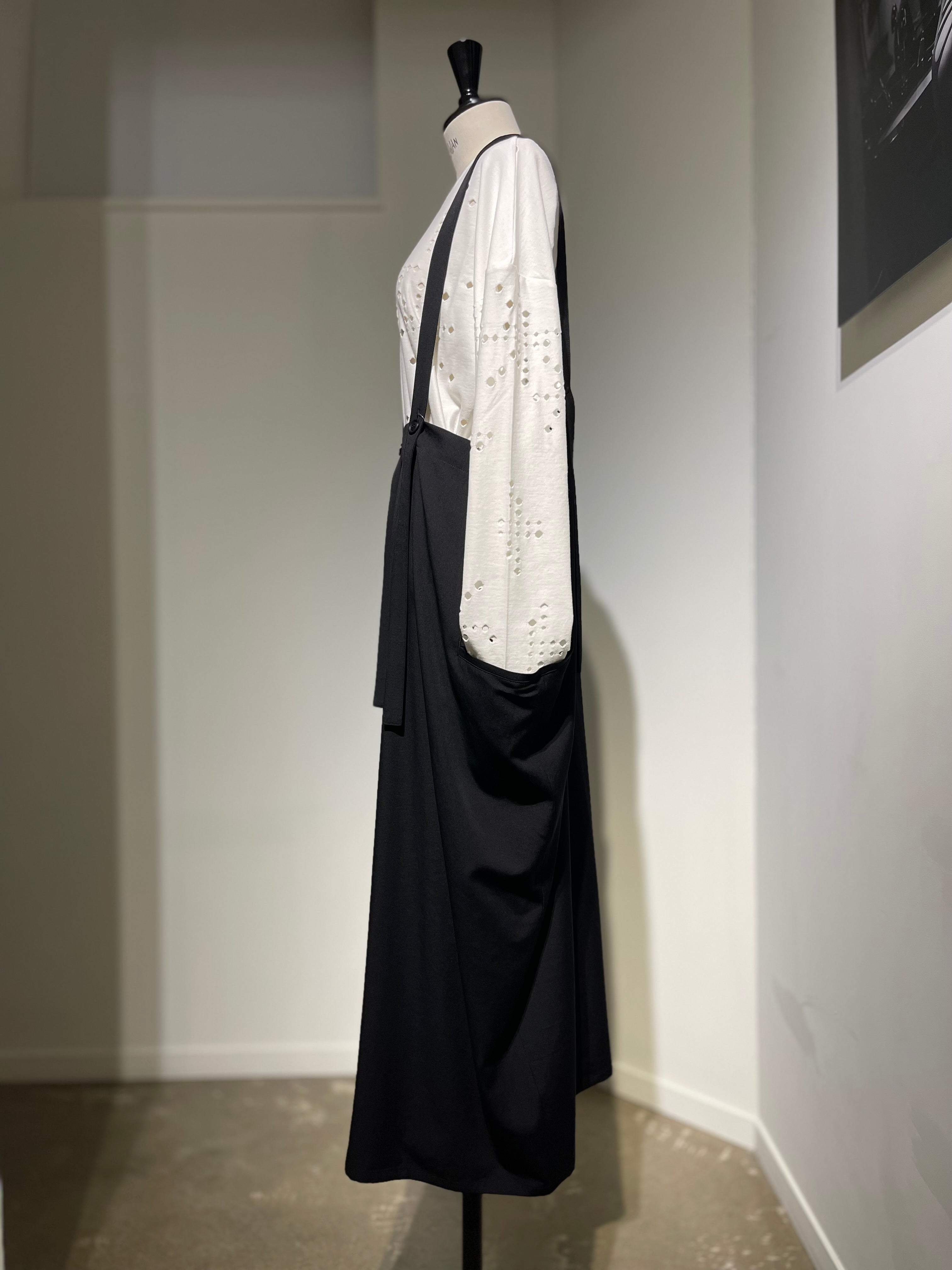 Y's  WOOL GABARDINE SHOULDER STRAP DRESS