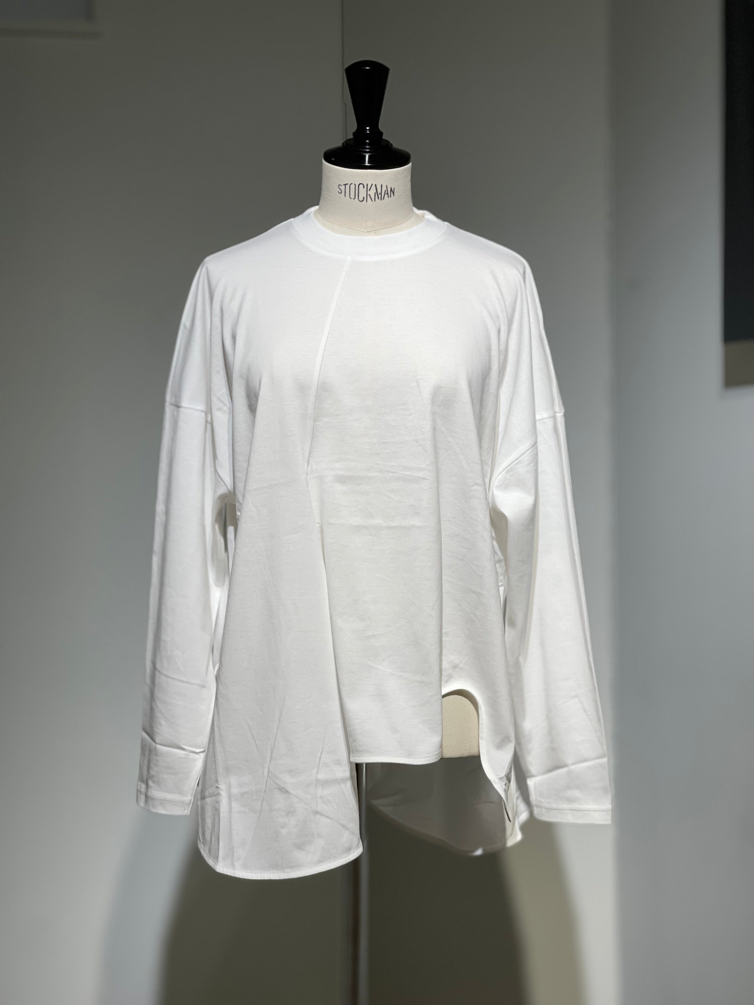 ENFOLD  ASYMMETRY DRAPE LONG-SLEEVES T-SHIRT