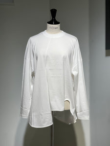 ENFOLD  ASYMMETRY DRAPE LONG-SLEEVES T-SHIRT
