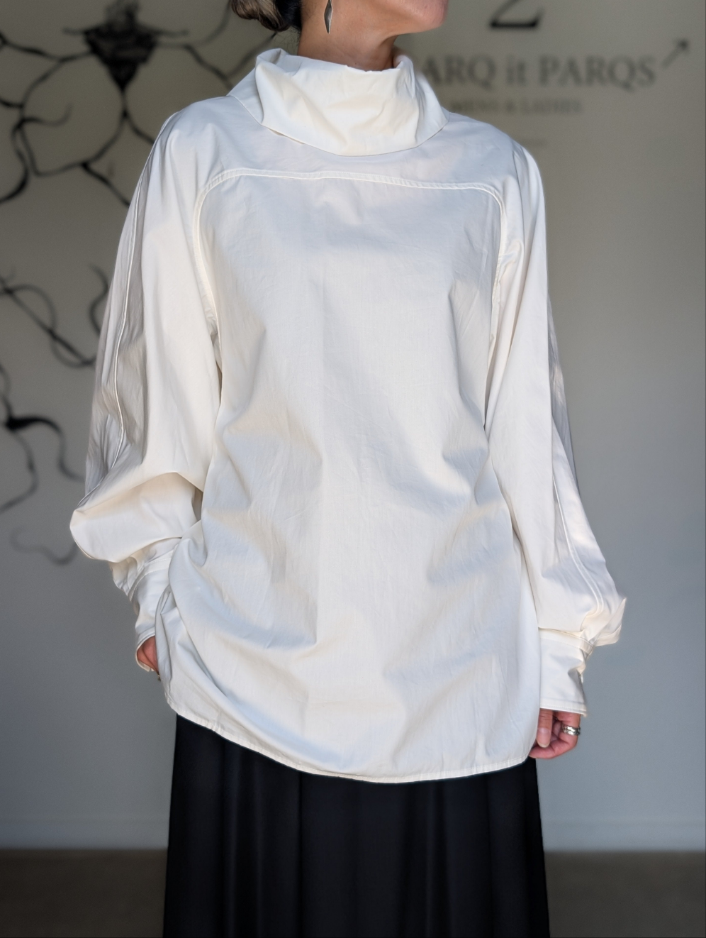 AEHRR 【Draping Yoke Raglan Sleeve Pullover Turtle Shirt】