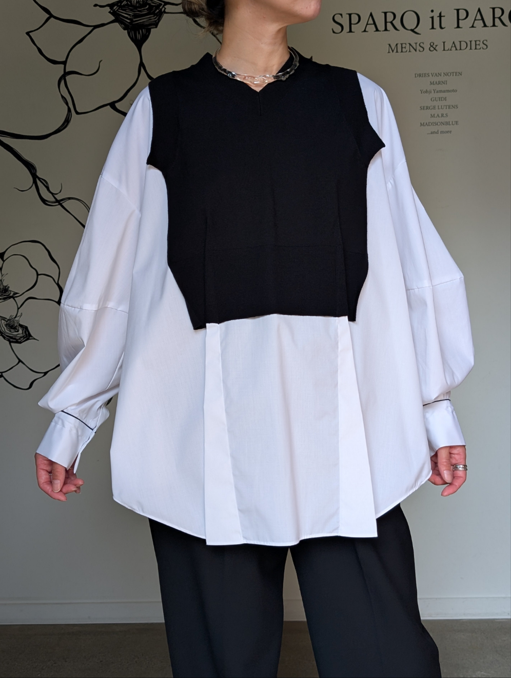 ENFOLD  FAKE-LAYERED PULLOVER
