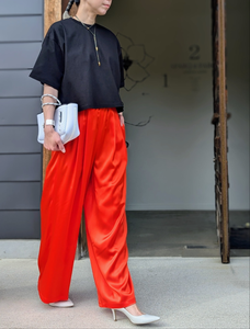 ENFOLD  GATHER WIDE-TROUSERS