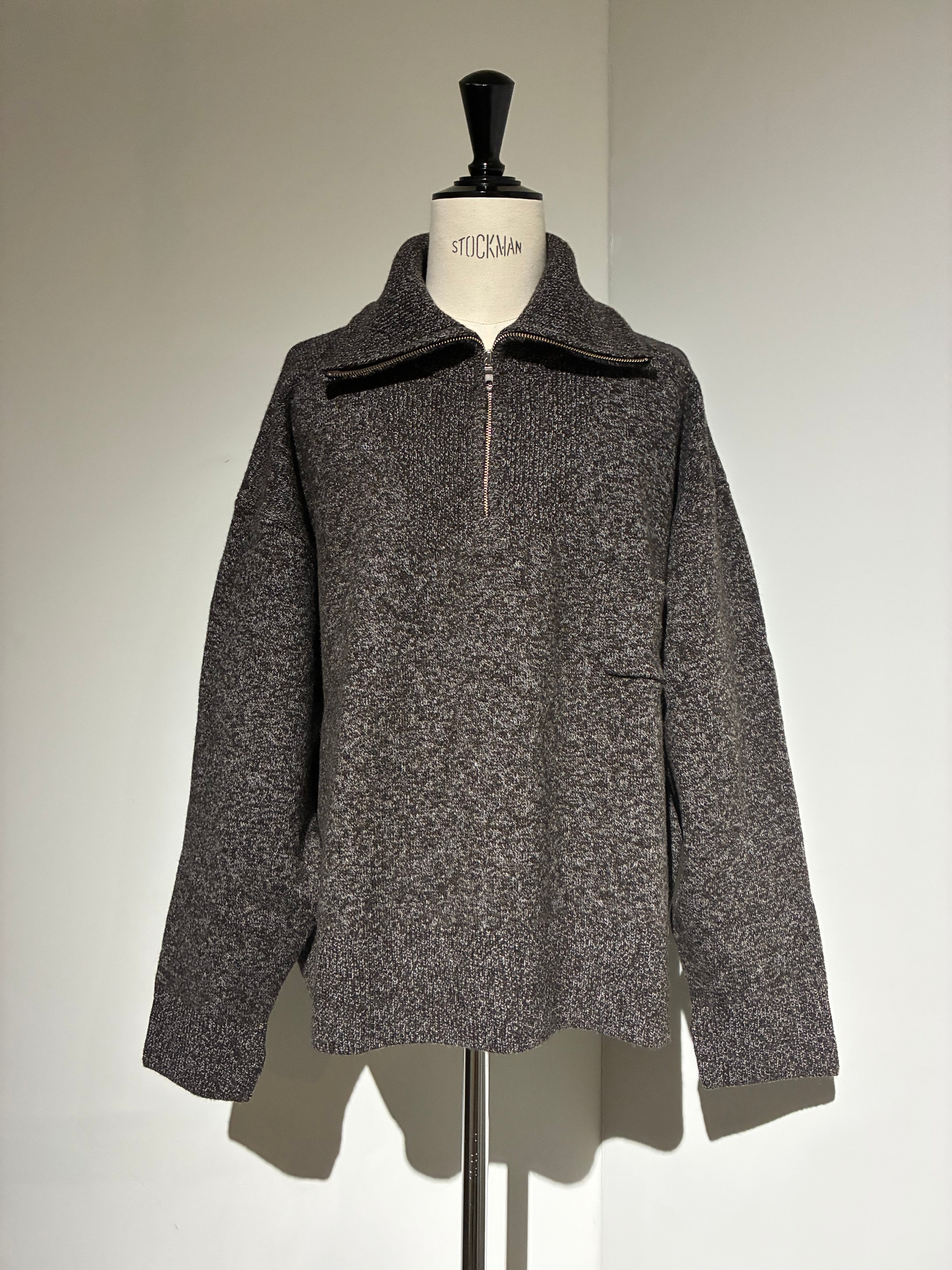 SEEALL  SAU51 KJ686M YAK WOOL MELANGE ZIP PULL SWEATER