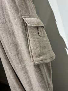 yohji yamamoto HL-P39-303 SILK LINEN TWEED GUSSET POCKET PADDED PANTS