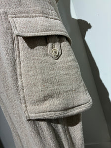 yohji yamamoto HL-P39-303 SILK LINEN TWEED GUSSET POCKET PADDED PANTS