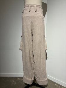 yohji yamamoto HL-P39-303 SILK LINEN TWEED GUSSET POCKET PADDED PANTS