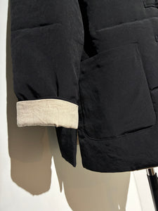 yohji yamamoto HL-B62-852 Ta TUXEDO STAND COLLAR REVERSIBLE PADDED BLOUSE