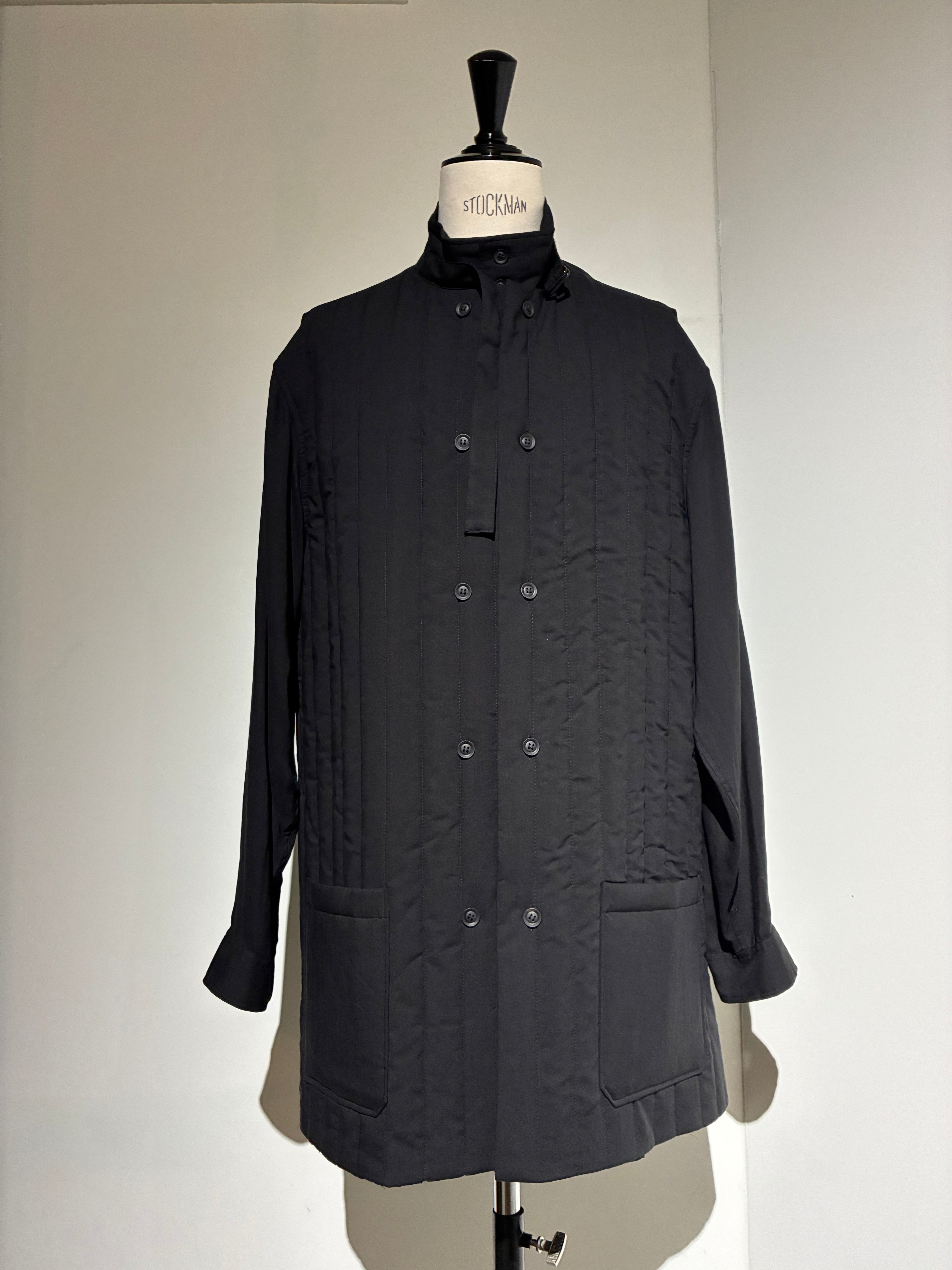yohji yamamoto HL-B14-215 CELLULOSE LAWN DOUBLE FRONT PADDED BLOUSE