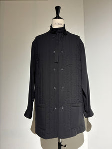 yohji yamamoto HL-B14-215 CELLULOSE LAWN DOUBLE FRONT PADDED BLOUSE