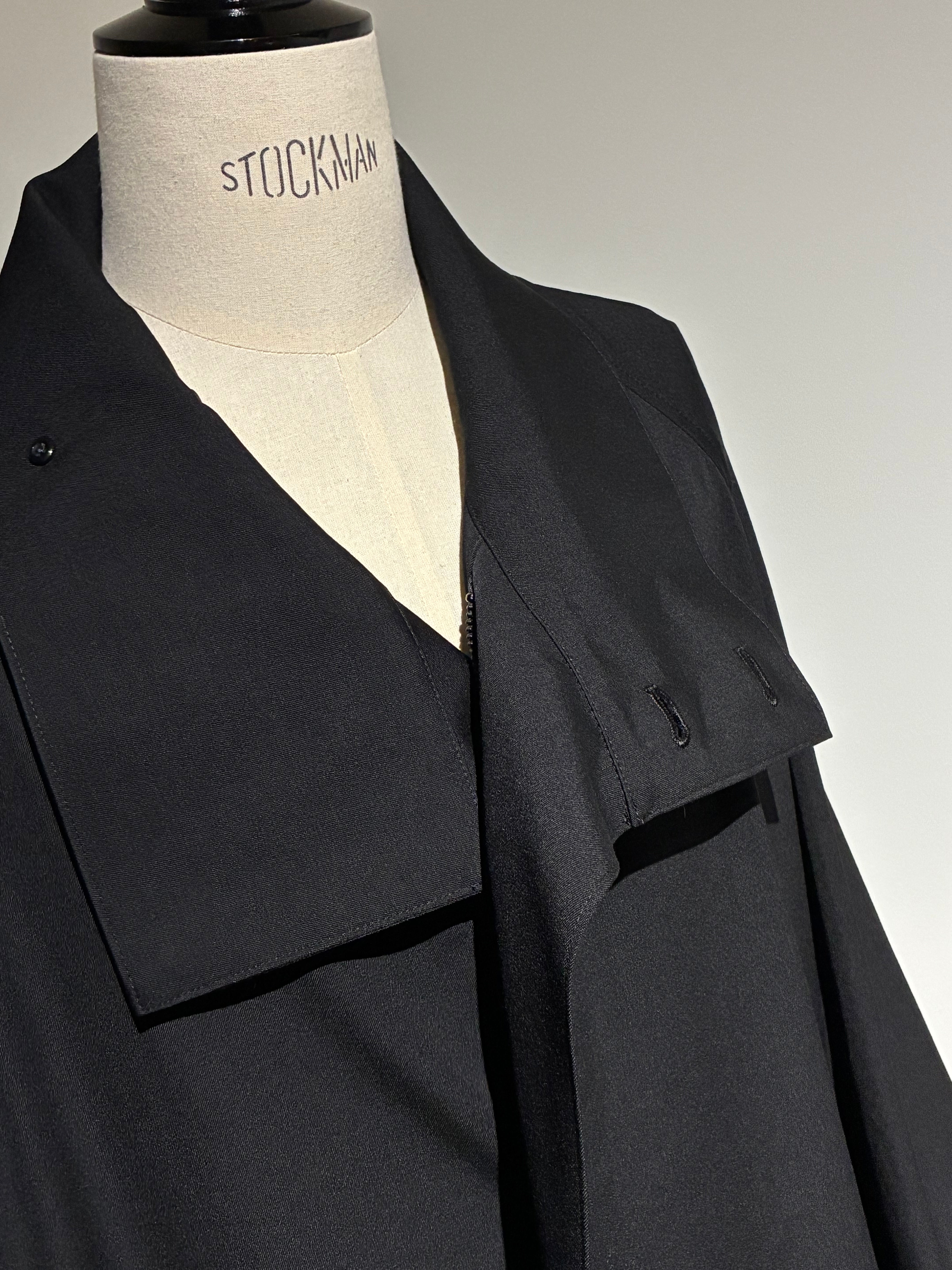 yohji yamamoto HL-C03-100 WOOL GABARDINE CROSS SHAPED ZIPPER COAT