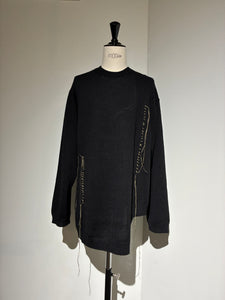 yohji yamamoto HL-K25-196 5G1P EMBROIDERY PLAIN STITCH EMBROIDERY ROUND NECK PO