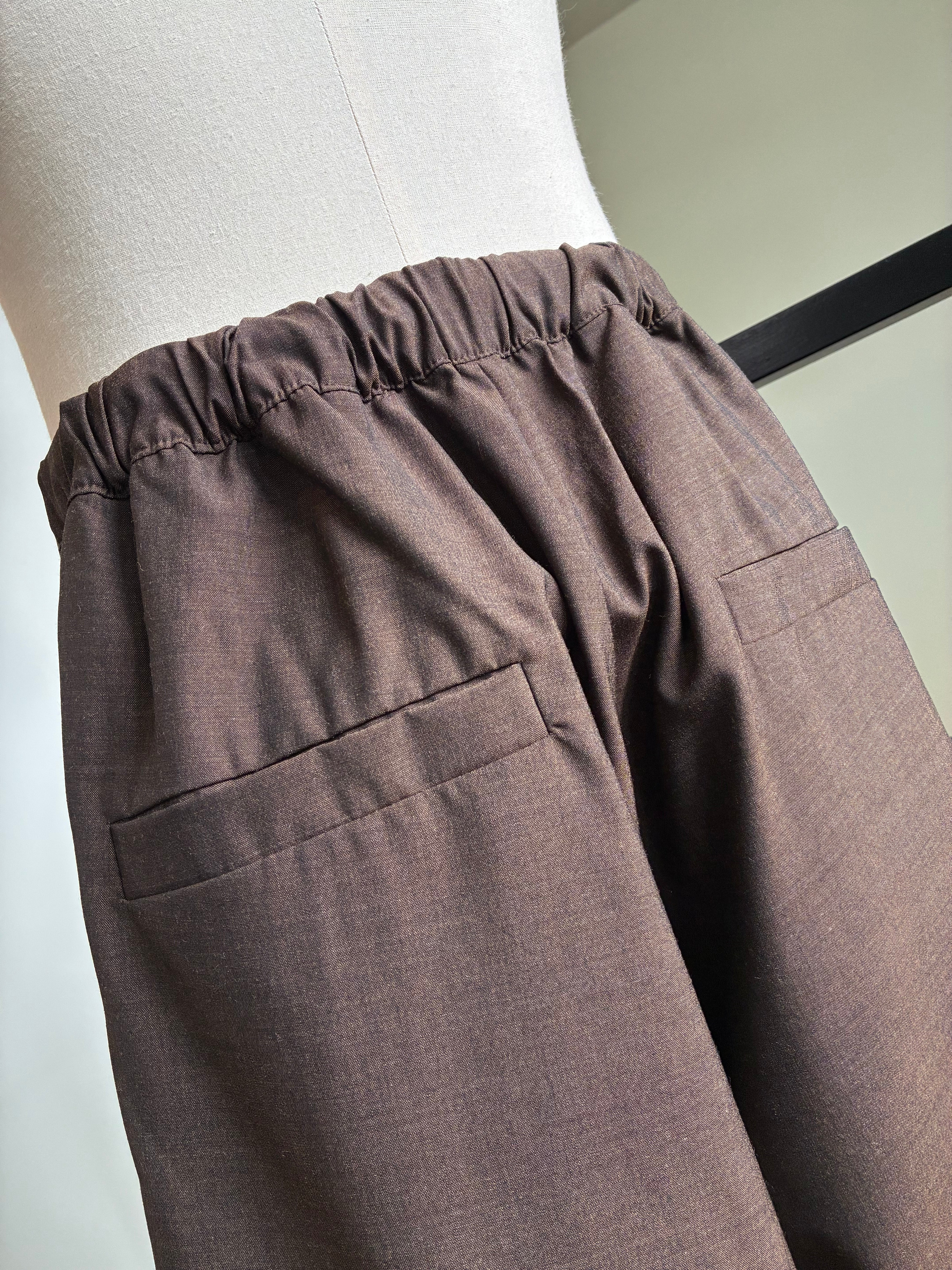 GABRIELA COLL GARMENTS NO.330 SUMMER WOOL DRAPED SHORT TROUSERS
