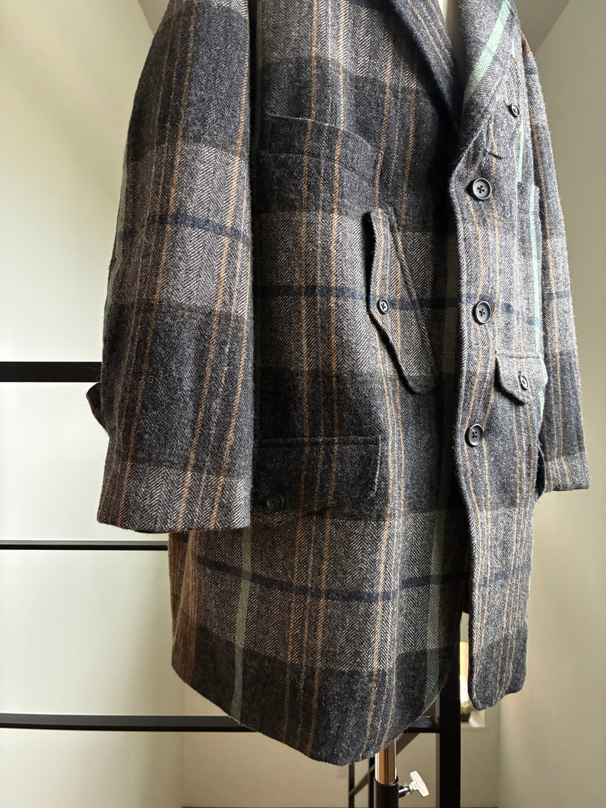 yohji yamamoto HW-J28-823-1 WOOL LINEN HERRINGBONE ZIPPER WORK JACKET