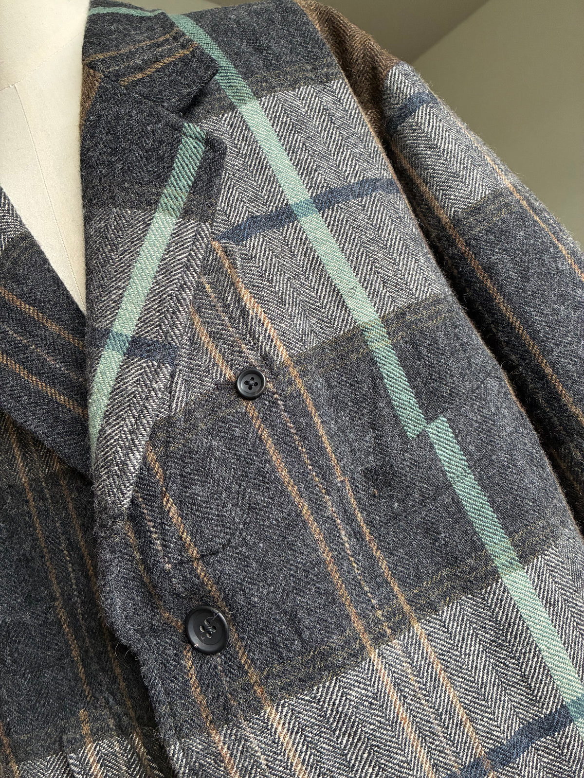 yohji yamamoto HW-J28-823-1 WOOL LINEN HERRINGBONE ZIPPER WORK JACKET