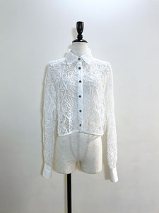 MAISONSPECIAL Embroidery Lace Fabric Short Length Shirt