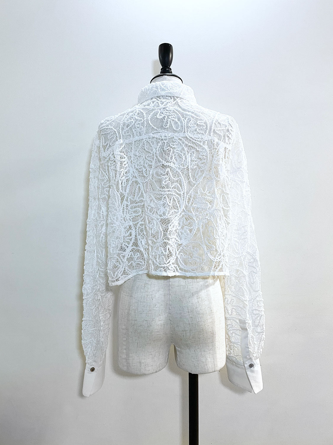 MAISONSPECIAL Embroidery Lace Fabric Short Length Shirt