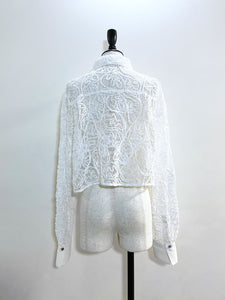 MAISONSPECIAL Embroidery Lace Fabric Short Length Shirt