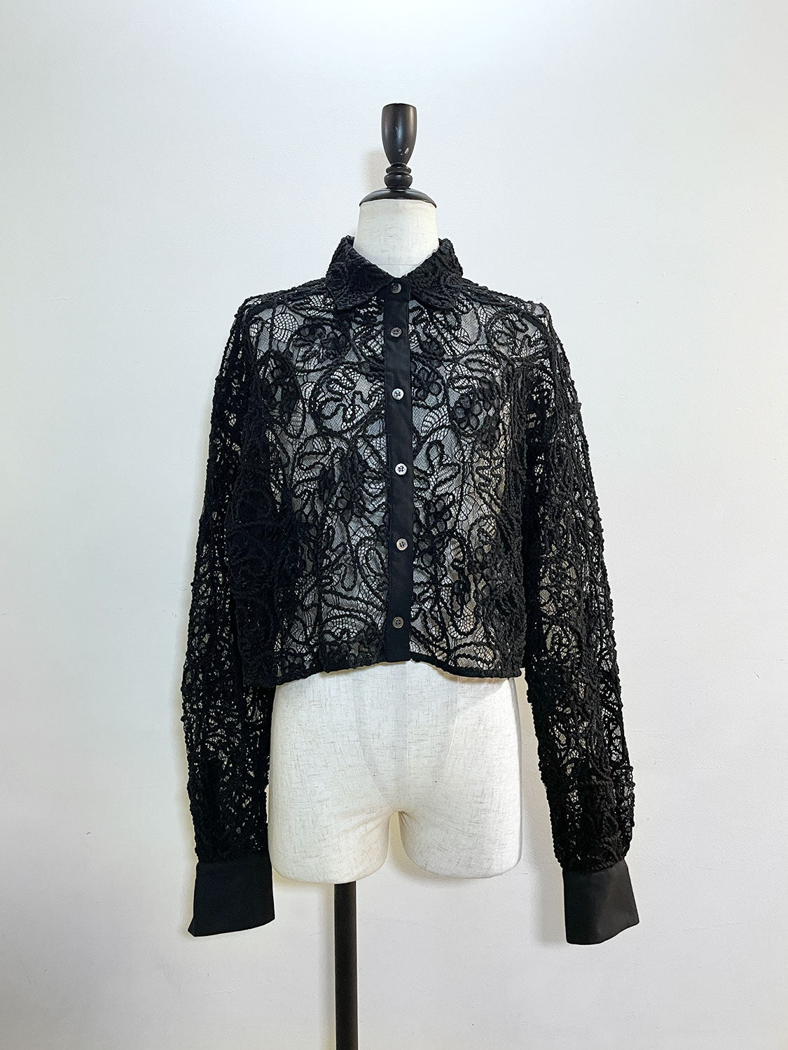 MAISONSPECIAL Embroidery Lace Fabric Short Length Shirt