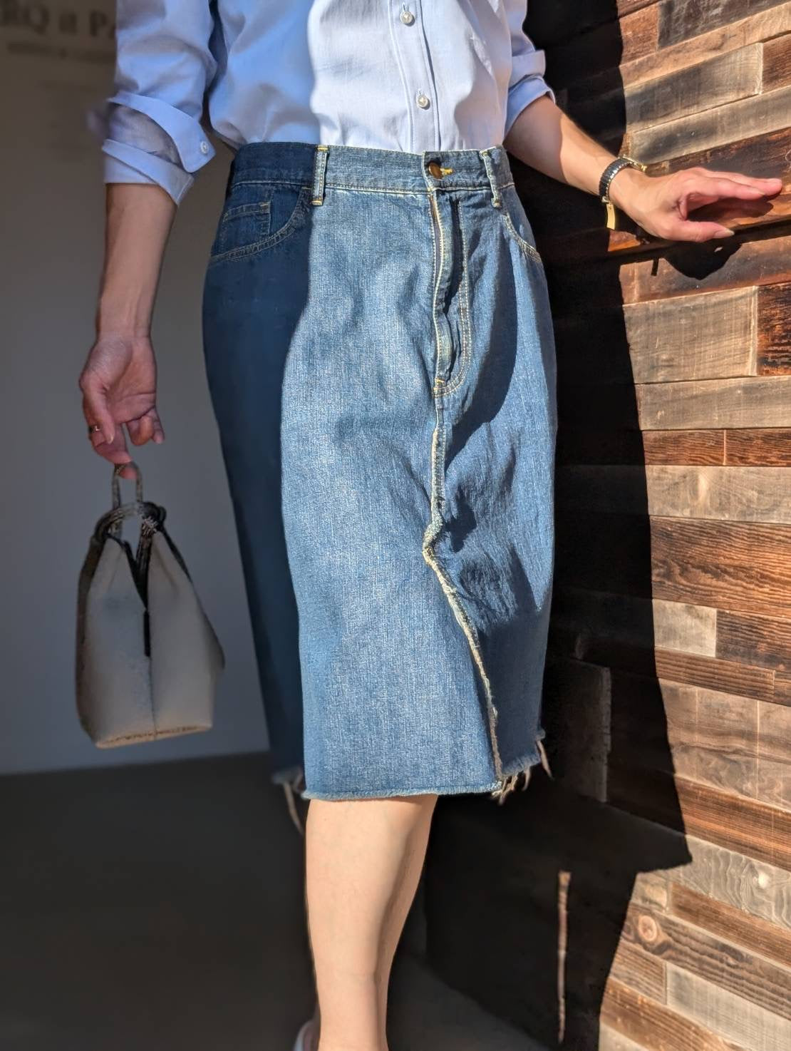 MADISONBLUE  5POCKET REMAKE A-LINE SK L.oz DENIM