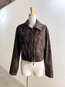 MAISONSPECIAL レースアップステンカラーショートブルゾン