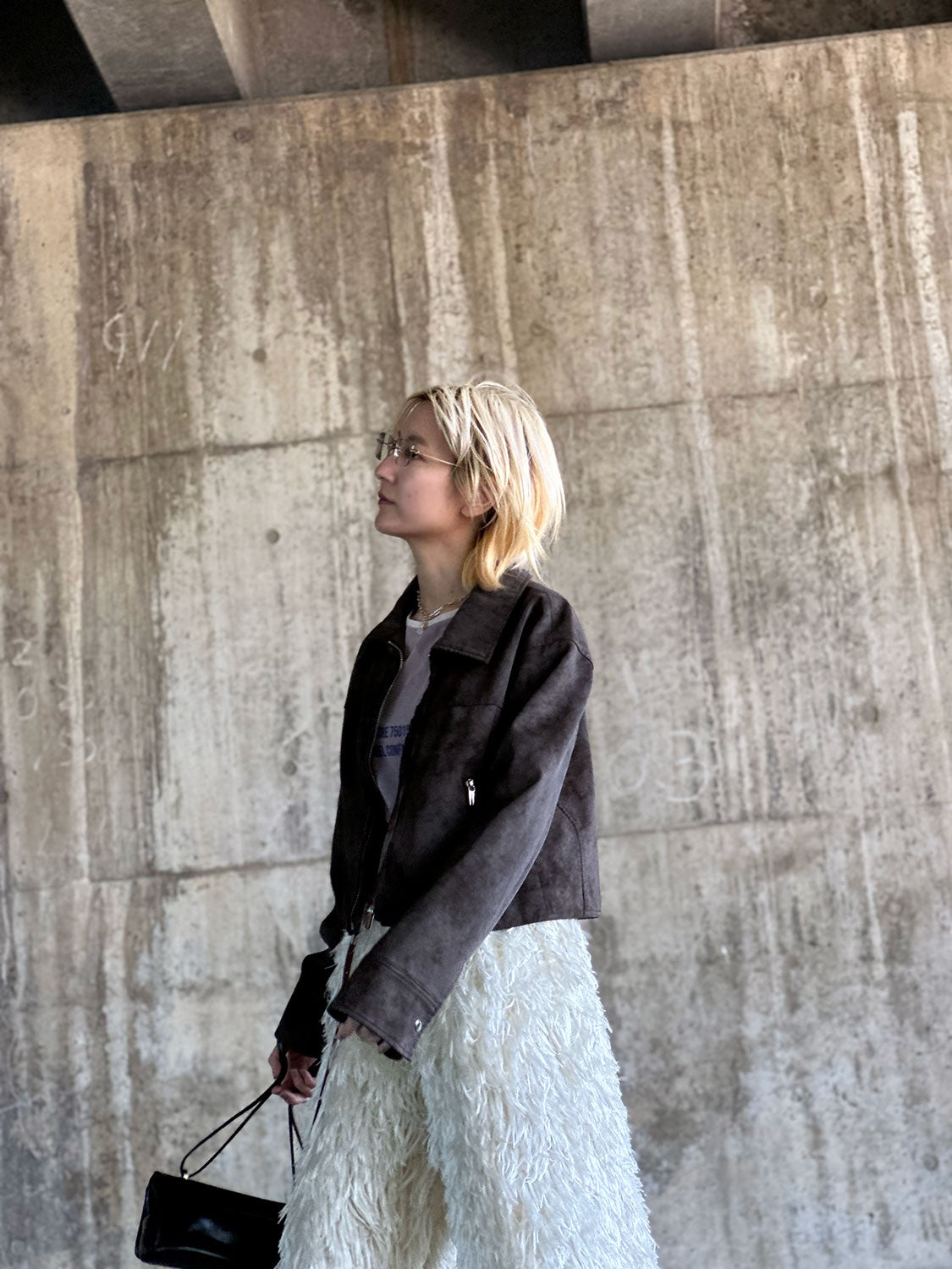 MAISONSPECIAL レースアップステンカラーショートブルゾン