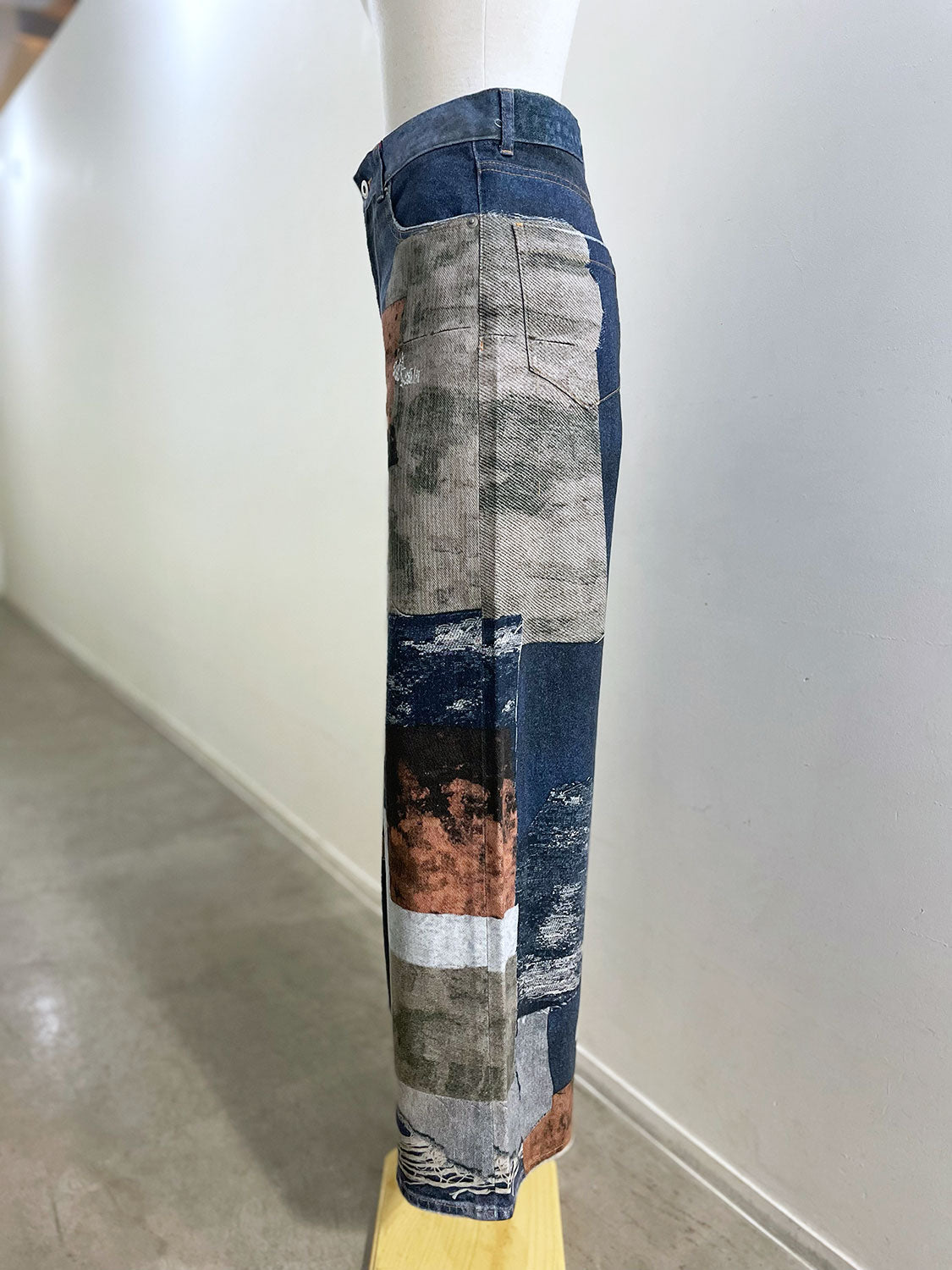 MAISONSPECIAL Patchwork Printed Denim Pants