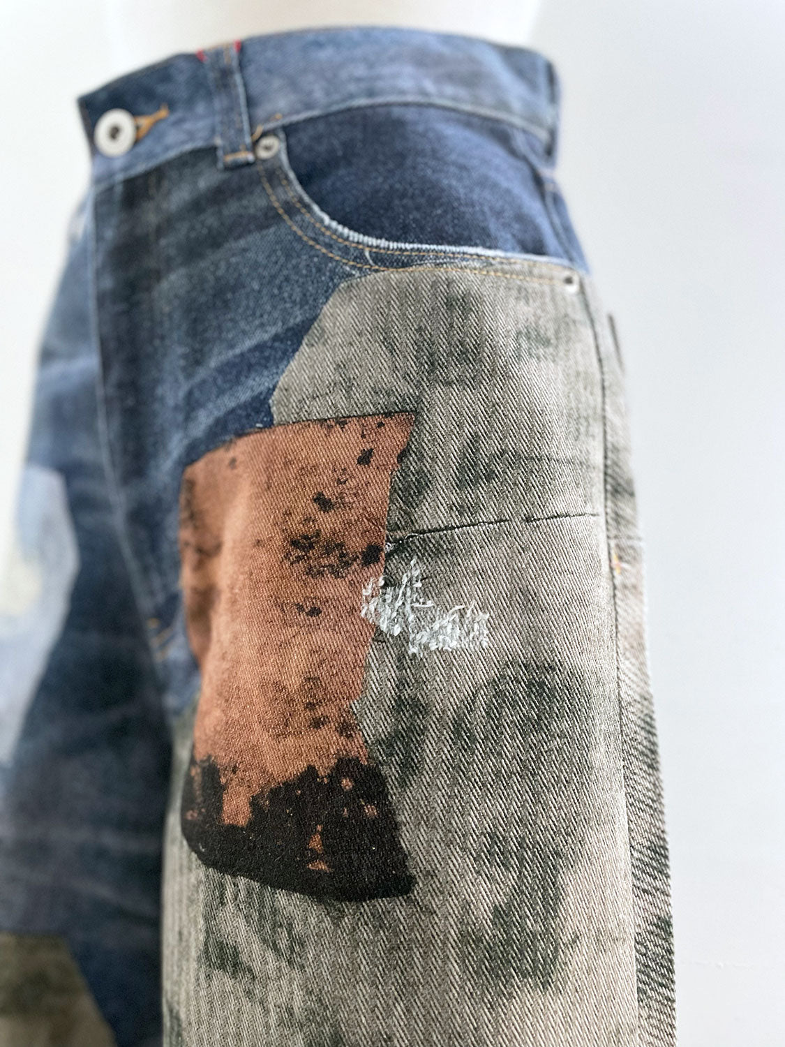 MAISONSPECIAL Patchwork Printed Denim Pants