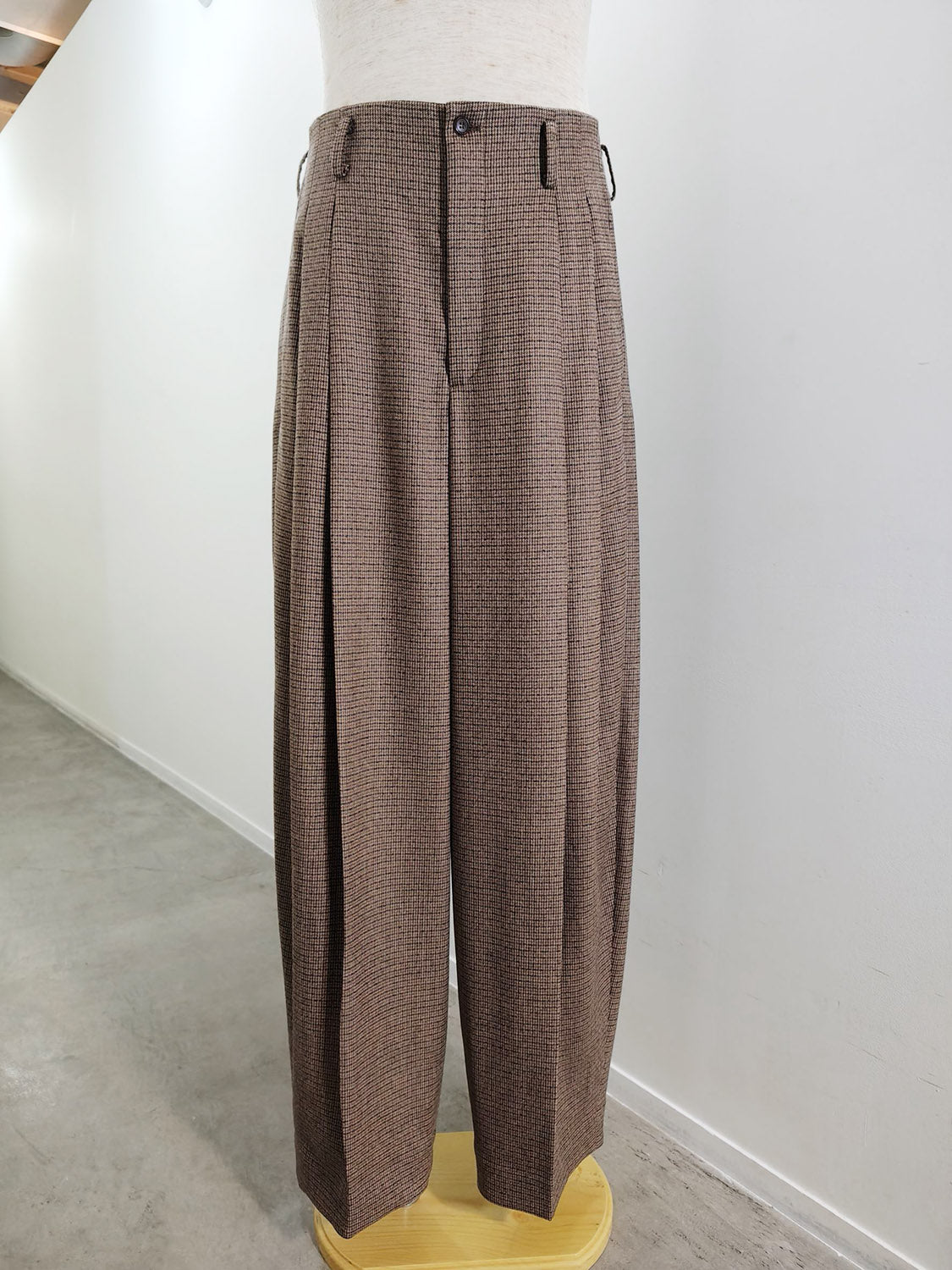 HED MAYNER  HMMD30073A BROWN CHECK WOOL PANTS