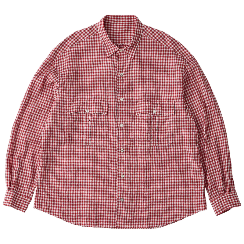 Porter Classic ROLL UP LINEN GINGHAM CHECK SHIRT
