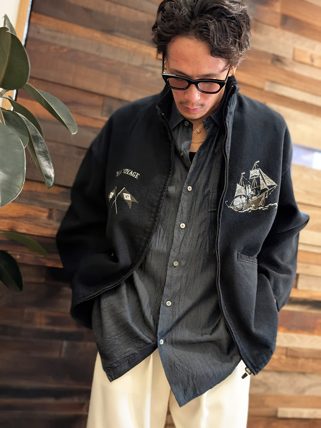 Porter Classic KENDO ZIP UP JACKET EMBROIDERY (LE TOUR DU MONDE)